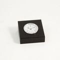 Desk Clock - Black "Croco" Leather